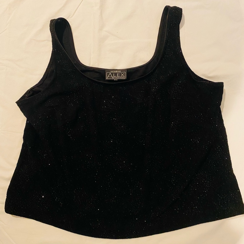 Alex Evenings Black Glitter Tank Top